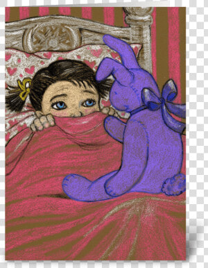 Girl Scared In Bed For Halloween Greeting Card   Scared Girl In Bed Cartoon  HD Png Download