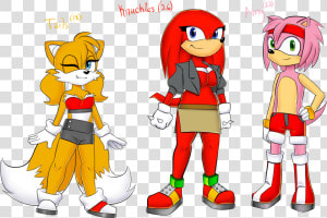 Tails Knuckles And Amy Genderbends   Knuckles And Tails  HD Png Download