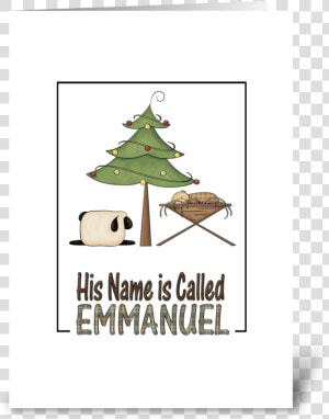 Christmas Emmanuel Baby Jesus In Manger Greeting Card   Christmas Tree  HD Png Download