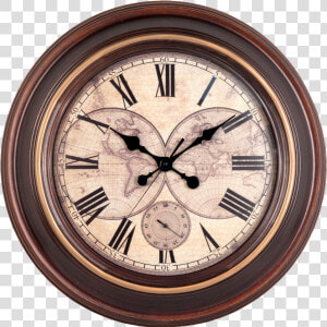 Vintage Wall Clock Png Image   Map Of World Wall Clock  Transparent Png