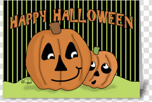 Scaredy Jack O Lantern Happy Halloween Greeting Card   Jack o  39  lantern  HD Png Download