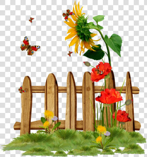 Gardener Clipart Gardening   Flowers With Fence Clip Art  HD Png Download