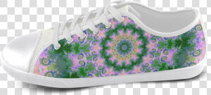 Rose Pink Green Explosion Of Flowers Mandala Men S   Sneakers  HD Png Download