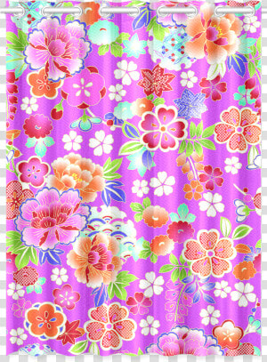 Japanese Floral Kimono Pattern New Window Curtain  HD Png Download