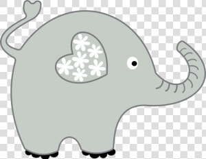 Transparent Baby Shower Elephant Png   Elephant With Heart Ear  Png Download