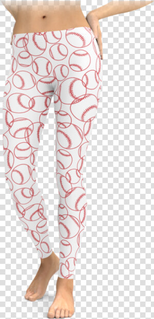 White Baseball Outline Leggings   Leggings  HD Png Download