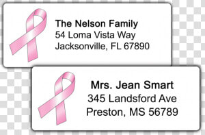 Pink Ribbon Return Address Labels   Ribbon  HD Png Download