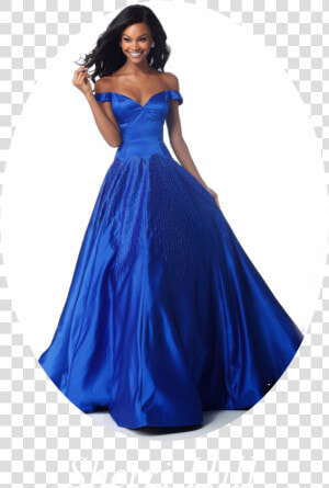 Sherri Hill Blue Off The Shoulder Prom Dress   Png   Royal Blue Sherri Hill Prom Dresses  Transparent Png