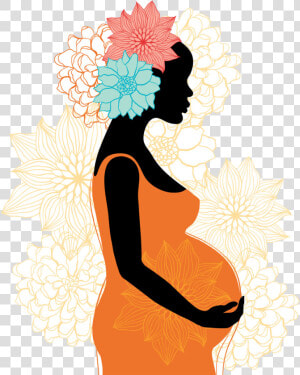 Pregnancy Silhouette Woman Clip Art   Pregnant Black Woman Silhouette  HD Png Download