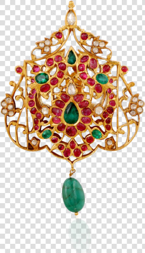 Peacock Plumes Ruby Emerald Pendant   Emerald  HD Png Download