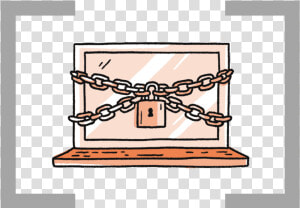 Icon Of Laptop With Padlock And Chains Around It  HD Png Download