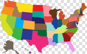 Multicolored United States Map Clip Arts   Transparent United States Map Clipart  HD Png Download