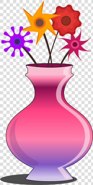 Flower Vase Pink With Flowers Clip Arts   Vase Clipart  HD Png Download