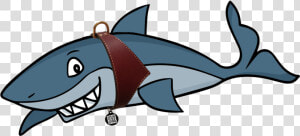 Sharky In His Shark Fin™ Leather Dog Collar   Transparent Background Shark Clip Art  HD Png Download