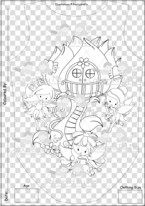 Fairies And House   Line Art  HD Png Download