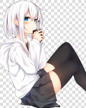 Transparent Kawaii Anime Png   Cute Anime Girl With White Short Hair  Png Download