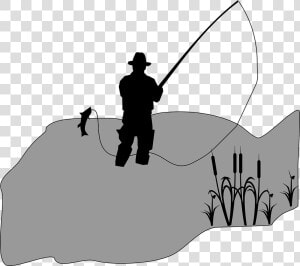 Cattail  Fish  Fisherman  Fishing  Sedge  Silhouette   คน ตก ปลา  HD Png Download