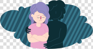 Sad Woman In Dark Cloud Being Comforted By Invisible   Dealing With Abuse And Finding Help  HD Png Download