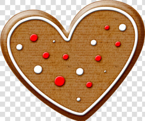 Christmas Gingerbread Heart Cookie Clip Art   Heart Shaped Cookie Clipart  HD Png Download