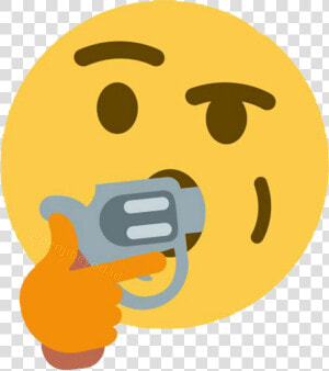  meme  memes  sticker  thinkingemoji  gun  shotmyself   Emoji With Gun In Mouth  HD Png Download