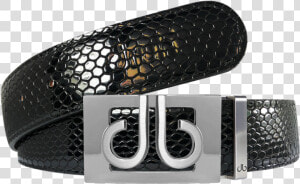 Black Snakeskin Textured Leather Belt With Silver Thru   Belt  HD Png Download