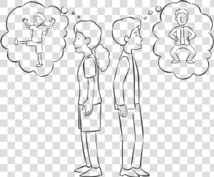 Two People Standing Back To Back Thinking Of Two Different   Line Art  HD Png Download