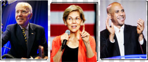 Joe Biden Elizabeth Warren And Cory Booker  HD Png Download