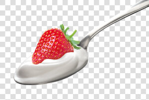 Strawberry With Yogurt Png   Png Download   Strawberry Yogurt On Spoon  Transparent Png