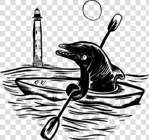 Dolphin Kayaking   Illustration  HD Png Download