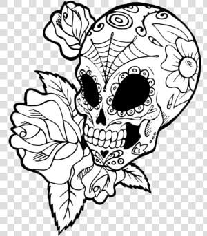 Roses Drawings With Sugar Skulls Download   Sugar Skull To Draw  HD Png Download