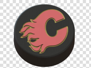 Calgary Flames Logo On Hockey Puck 3d Print   Circle  HD Png Download