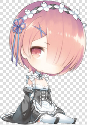 Chibi Kawaii Cute Anime Girl Rezero Rem Ram Maid Png   Kawaii Cute Anime Girl  Transparent Png