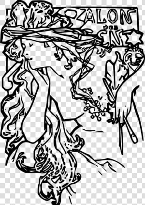 Alphonse Mucha Coloring Book Pdf  HD Png Download