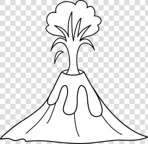 Erupting Volcano Line Art Free Clip Art   Volcano Clipart Black And White Png  Transparent Png