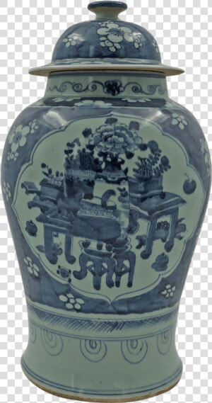 Large Chinese Still Life Temple Jar Class   Blue And White Porcelain  HD Png Download