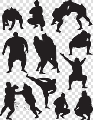 Sumo Wrestling Clip Art   Silhouette Sumo  HD Png Download