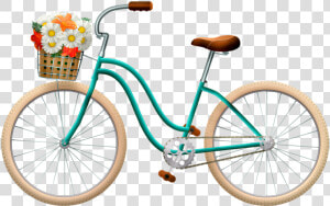 Bicicleta  Cesta Con Flores  Mujer De Bicicletas   Bicycle With Flower Basket Png  Transparent Png