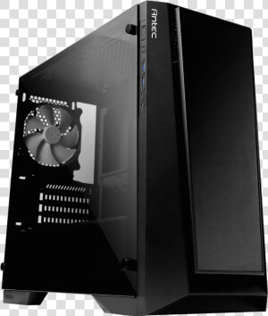 Micro atx Chassis Featuring Glass Panel And Logo Projector   Antec P6 Tempered Glass Micro Atx  HD Png Download