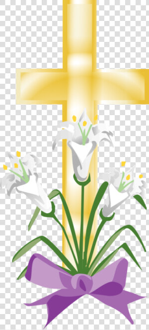 Cross And Easter Lilies Clipart Image Free Stock Feb   Clip Art Easter Lilies  HD Png Download