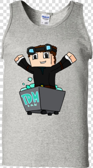 Dantdm The Diamond Minecart Tank Top Ash S Class   T shirt  HD Png Download