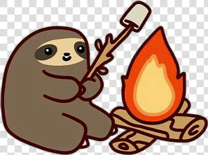 Sloth Fire Animal Marshmallow Camping Tumblr   Campfire Sloth  HD Png Download