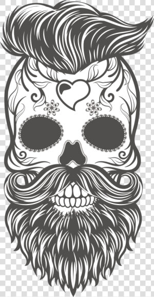 And Skull Painted Calavera Sticker Hand Vector Clipart   Png Sugar Skull Beard  Transparent Png