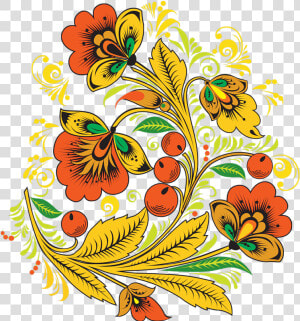 Russian Flower Bunch Pattern Clipart   Png Download   Russian Folk Art Painting Flowers  Transparent Png