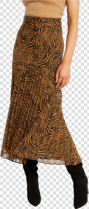 Printed Pleat Skirt In Colour Tapioca   Bardot Pleated Skirt Zebra  HD Png Download