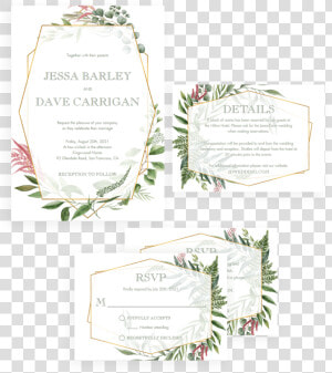 Botanical Wedding Invitation Set   Geometric Flower Invitation Template  HD Png Download