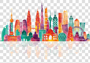 Asia Skyline Royalty free Illustration   Indian Monuments Vector Png  Transparent Png