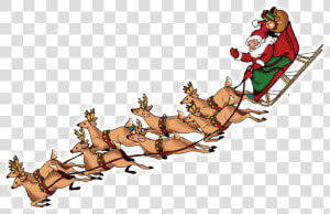 Reindeer Santa Claus Rudolph Clip Art   Santa Sleigh Transparent Background  HD Png Download