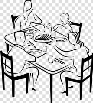 Winsome Dinner Table Clipart Black And White 4 14552154   Family Dinner Drawing Easy  HD Png Download