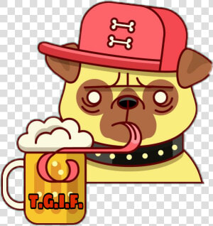 Ftetgif Tgif Thankgoditsfriday Beer Pug Dog Bar Party   Dog Drinking Beer Drawing  HD Png Download