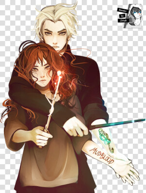 Anime Draco Malfoy And Hermione Granger  Hd Png Download   Draco Malfoy Hermione Anime  Transparent Png